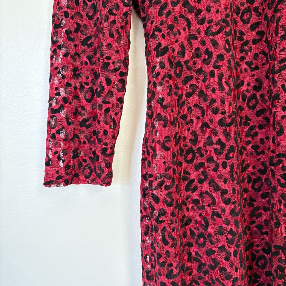 Cherie LA Red Velvet Sheer Animal Print Dress Size Large NWT - Picture 5 of 13